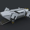 Futuristic Spacecraft With Docked Rover And Sci Fi Exploration Equipment 3d model