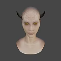 Mythical Fantasy Game And Movie Character With Horns Scaly Skin And Yellow Eyes