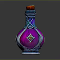 Ornate Glass Bottle With Red Cap Purple Blue Accents And Gemstone Design