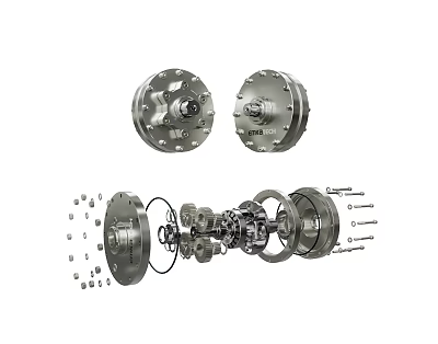 Metal Hub Bearing Components Exploded View With Bolts And Mechanical Parts 3d model