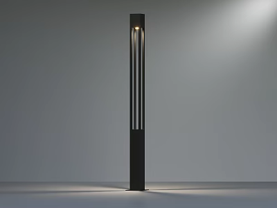Outdoor Modern Public Street Light Design Featuring Vertical Slits And Illuminated Top 3d model