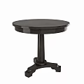 Black Wooden Round Coffee Table With Sturdy Central Base Design 3d model