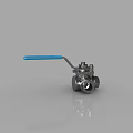 Stainless Steel Three Way Ball Valve With Blue Handle And Metallic Body