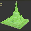 Commercial Display Equipment Buddhist Stupa Model With White Multi Layered Structure And Square Base 3d model