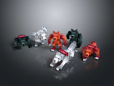 Game Movie Character Mechanical Wolves With Various Colors And Mechanical Design Features 3d model