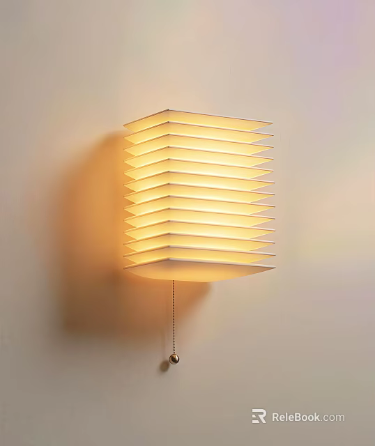 Modern Layered Wall Lamp With Soft Lighting And Hanging Chain Design 3d model 