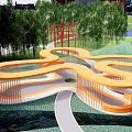 Modern flower landscape gallery shaped landscape pavilion rest pavilion running water curve modeling gallery pavilion park landscape sketch 3d model