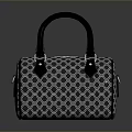 Classic Gray Handbag Featuring Black Handle Hexagonal Pattern And Metal Hardware Accents 3d model