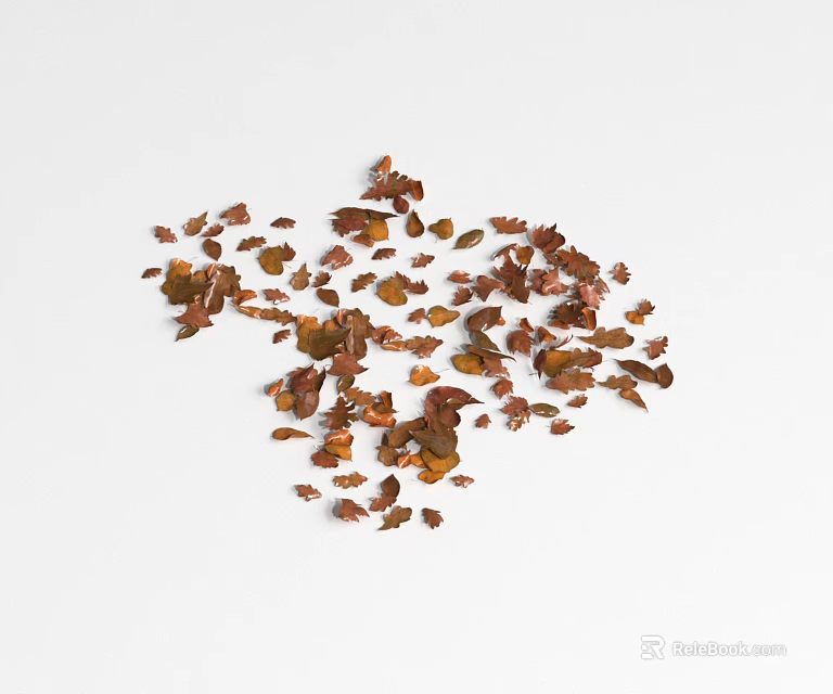 Natural Ground Cover With Brown And Orange Scattered Pieces On White Background 3d model 