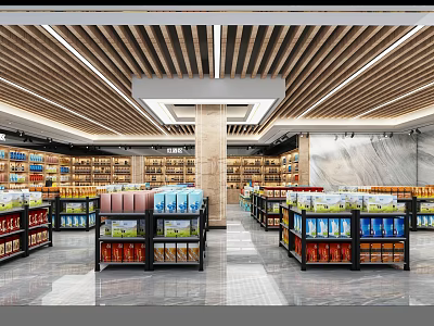 Liquor and Tobacco Store Interior Featuring Bright Lighting Neat Shelves And Various Products 3d model