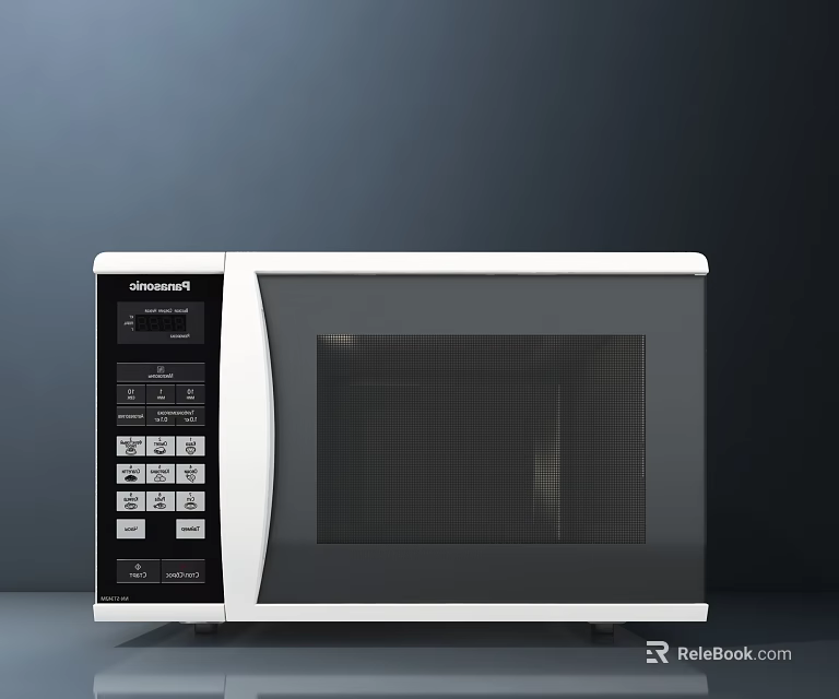 Sharp Black And White Microwave Oven With Control Panel And Display Screen For Kitchen 3d model 
