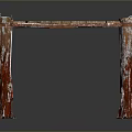 Rustic Wooden Slatted Table With Red Painted Worn Legs And Distressed Finish