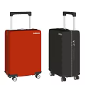 Modern Red And Black Hard Shell Suitcases With Telescopic Handle And Rolling Wheels