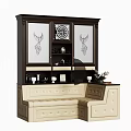 Modern Cream Tufted Irregular Sofa with Storage and Dark Tall Cabinet Glass Doors Clock Vase