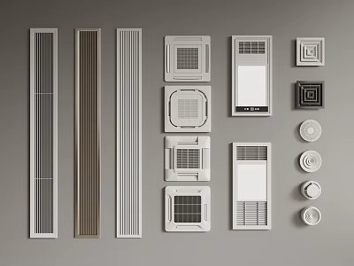 Various Designs and Styles of Air Conditioner Vents with Different Grille Types 3d model