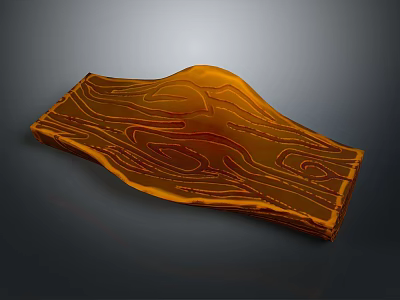 Natural Wooden Stone Decorative Slab With Wavy Edge And Brown Wood Grain Texture 3d model