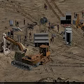 Road Infrastructure Construction Site With Excavator Workers Concrete Tanks And Building Materials 3d model