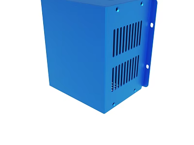 Blue Industrial Electronic Enclosure With Ventilation Slots And Mounting Holes 3d model