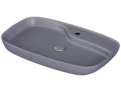 Sleek Light Gray Oval Washbasin With Smooth Surface And Drain Hole 3d model