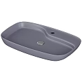Sleek Light Gray Oval Washbasin With Smooth Surface And Drain Hole