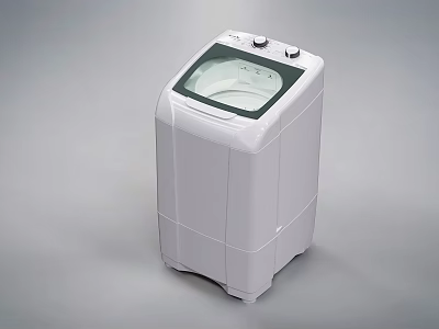 White Top Load Washing Machine with Transparent Lid Knob Control and Compact Design 3d model