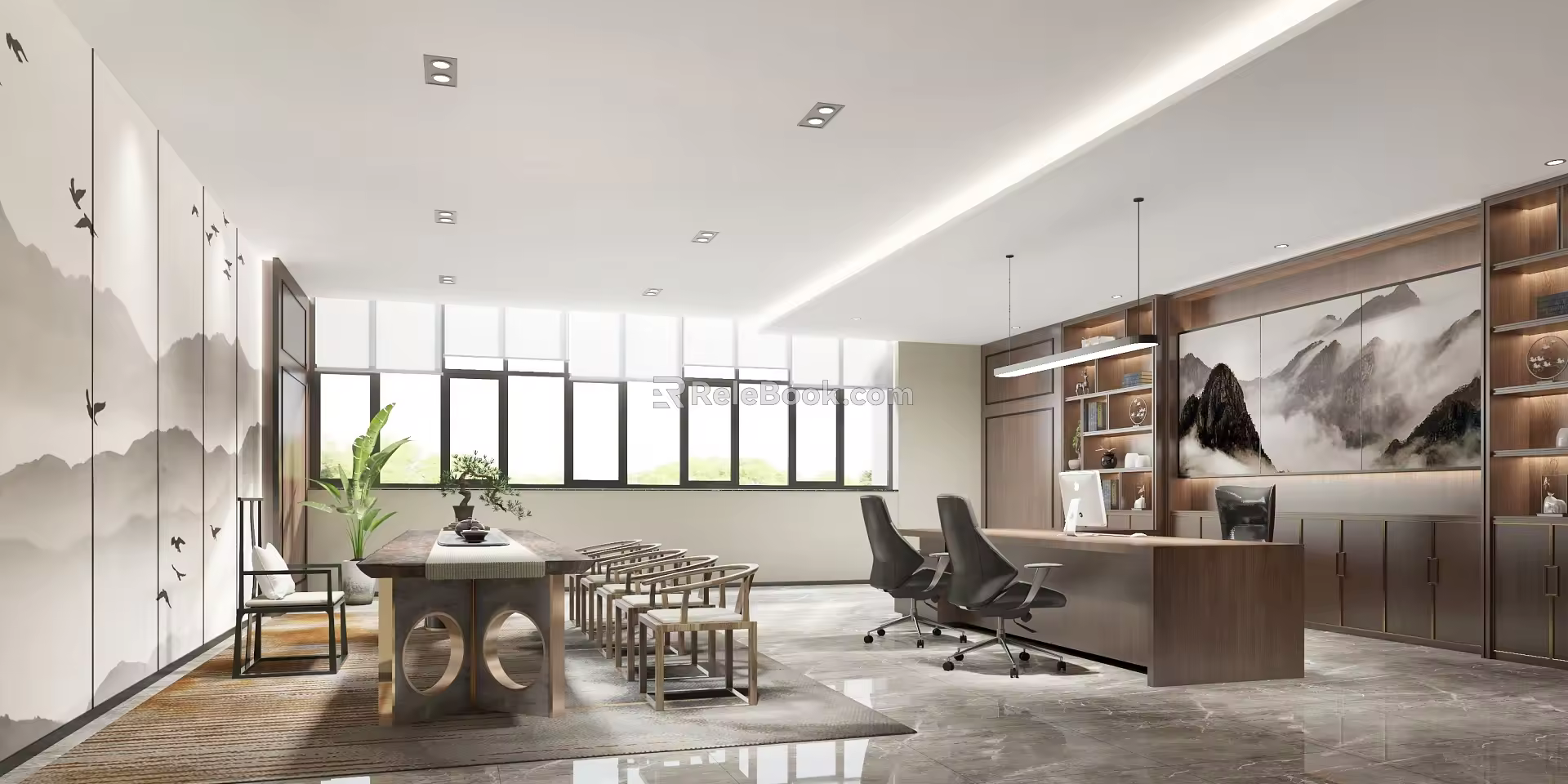 New Chinese-style Manager Office Enterprise Manager Office 3d model