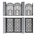 Modern wrought iron gate villa gate courtyard gate European style iron door outdoor door 3d model