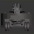 Trailer Mounted Multiple Barrel Weapon System With Rotating Barrels For Mobile Military Operations 3d model