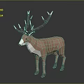 Low Poly Deer 3D Model With Large Antlers Brown Body And White Belly