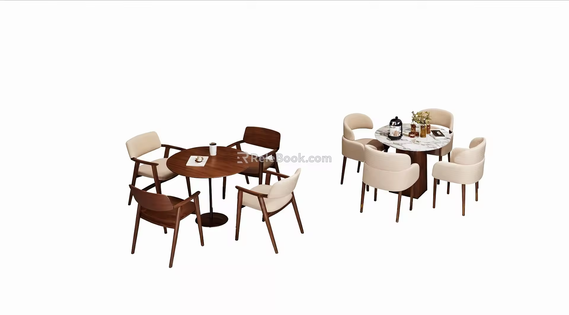 Modern Leisure Table and Chair Negotiation Table and Chair Round Dining Table and Chair 3d model