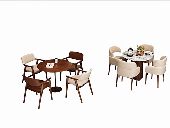 Modern Leisure Table and Chair Negotiation Table and Chair Round Dining Table and Chair 3d model