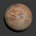 Detailed Red Orange Mars Surface With Texture And White Ice Caps In Space