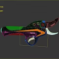 Advanced Black and Orange Weapon with Blue Light Curved Blade Multi Functional Design 3d model