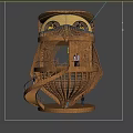 Owl Shaped Architectural Structure With Spiral Staircase Latticed Wooden Deck And Arched Entrance