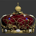 Exquisite Gold Crown Jewelry With Red Enamel And Colorful Gemstones Featuring Cross Top Design