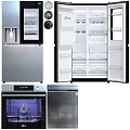 Modern Refrigerator Freezer LG Kitchen Appliances Range Hood Oven Steamer 3d model