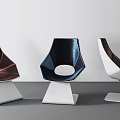 Modern Curved Leisure Chairs Three Piece Set With Velvet Upholstery Multicolor Design White Geometric Bases