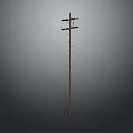 Wooden Utility Pole Structure With Crossarms And Climbing Steps For Outdoor Use