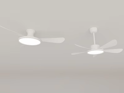 Modern White Ceiling Fans With Integrated Lights Mounted On Ceiling 3d model