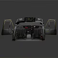 Aircraft Cockpit Interior With Two Black Seats Dashboard And Control Panel 3d model