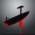 Compact Modern Black And Red Watercraft With Vertical Mast And Propeller Structure