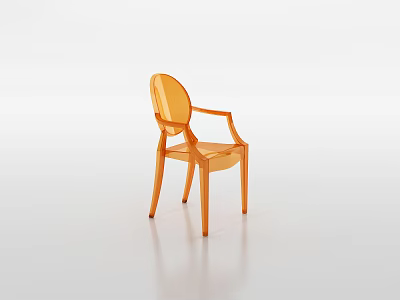 Sleek Modern Transparent Orange Acrylic Leisure Chair With Armrests For Living Spaces 3d model