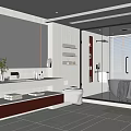 Modern Bathroom Interior Design With Large Mirror Double Vanity Glass Shower And Bathtub