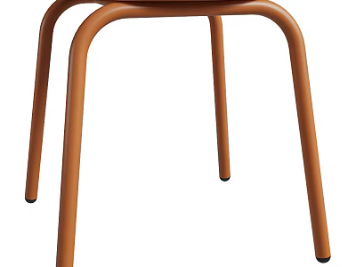 Modern Brown Metal Stool With Curved Legs And Minimalist Design 3d model