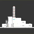 Industrial Building Facility Featuring Cylindrical Structure White Main Body And Red White Tower Components 3d model