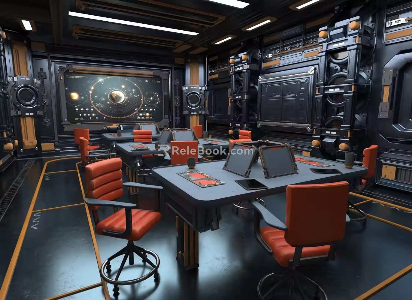Future School Rear Classroom Cyber School Desks and Chairs Multimedia Teaching Industrial Wind Meeting Room 3d model