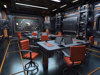 Future School Rear Classroom Cyber School Desks and Chairs Multimedia Teaching Industrial Wind Meeting Room 3d model
