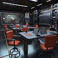 Future School Rear Classroom Cyber School Desks and Chairs Multimedia Teaching Industrial Wind Meeting Room 3d model