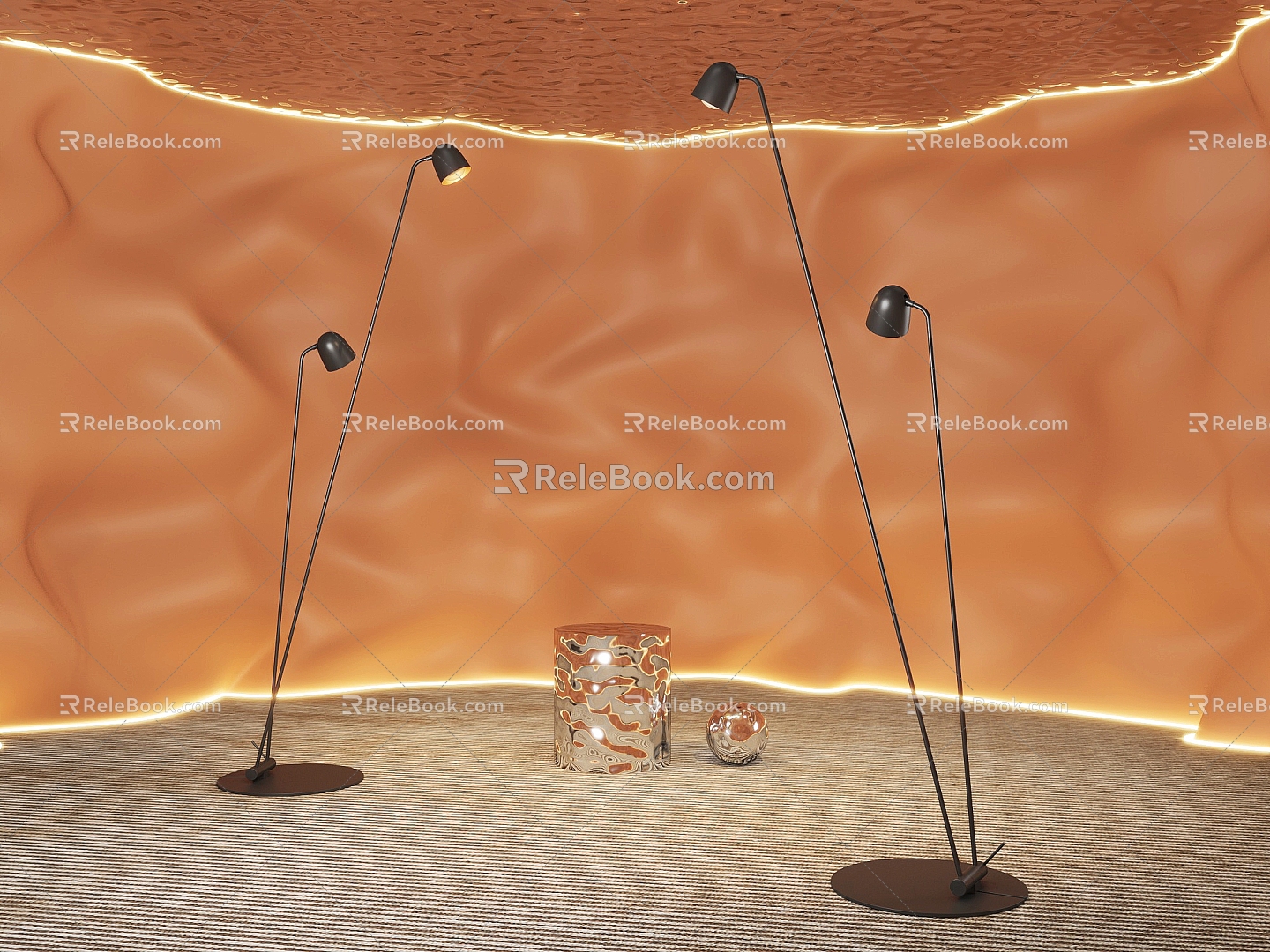 Boutique floor lamp low stool 3d model