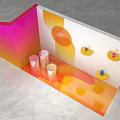 Event Display Wall Gradient Pink Orange Structure White Background Circular Patterns Decorations On Marble Floor